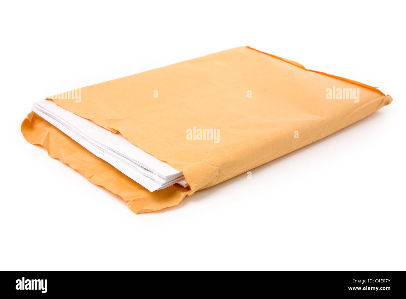 big envelope and document with white background Stock Photo Alamy