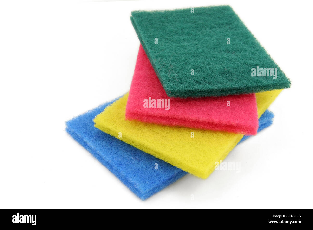 color scrubbers with white background Stock Photo - Alamy