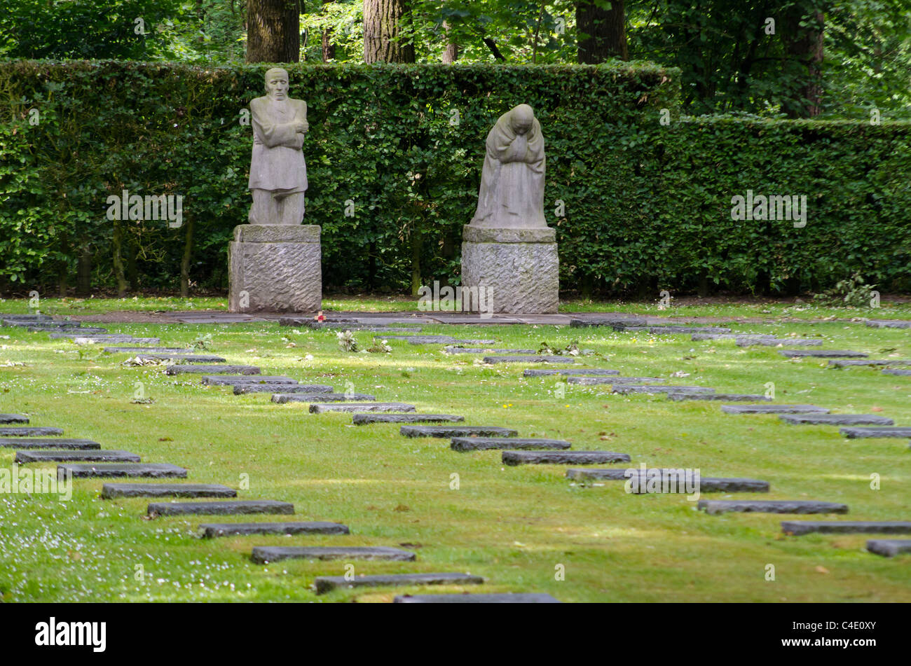 Vladslo German war cemetery with sculpture The Grieving Parents by