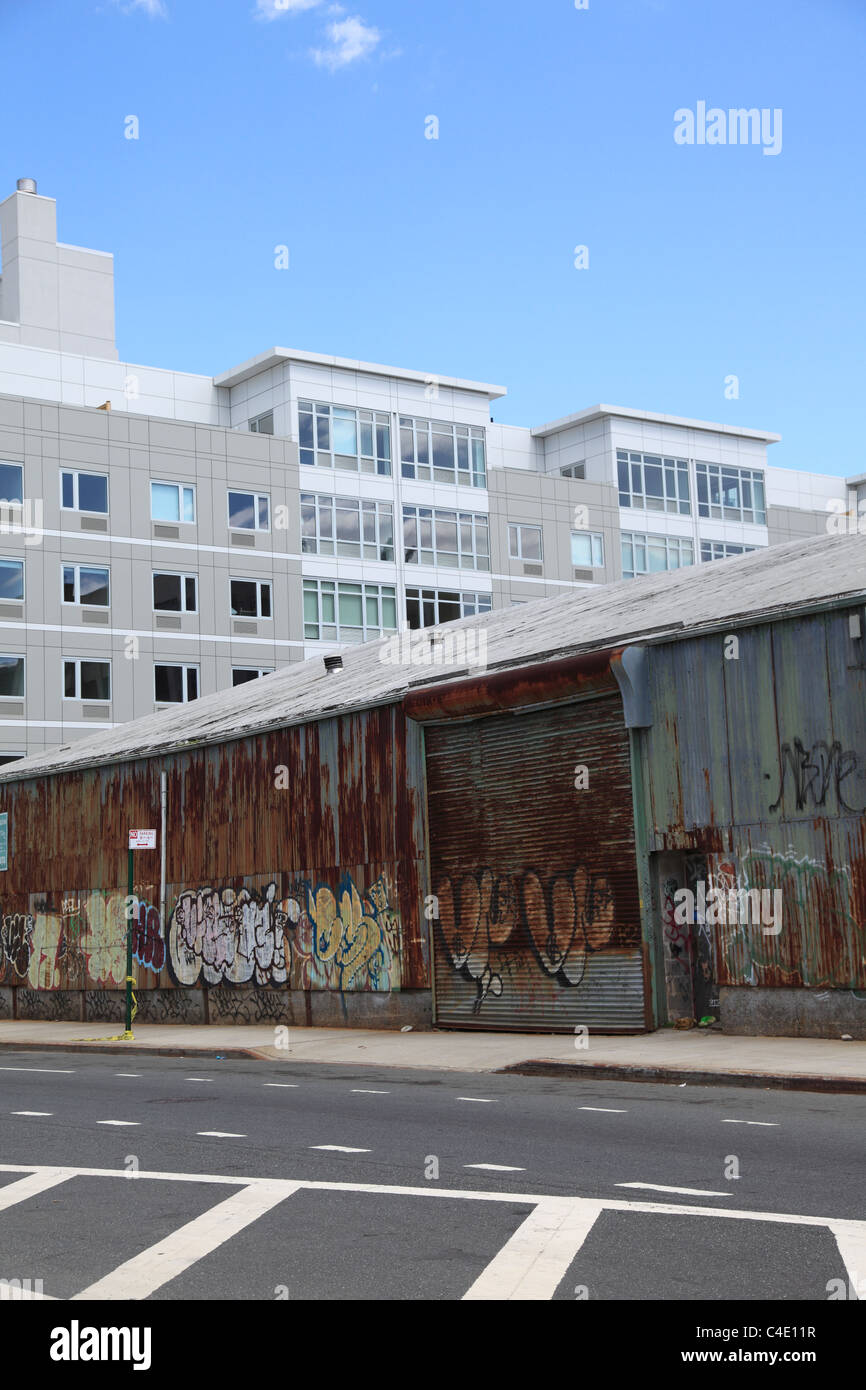 View of Industrial buildings, condos, Williamsburg, Brooklyn, New York City ...