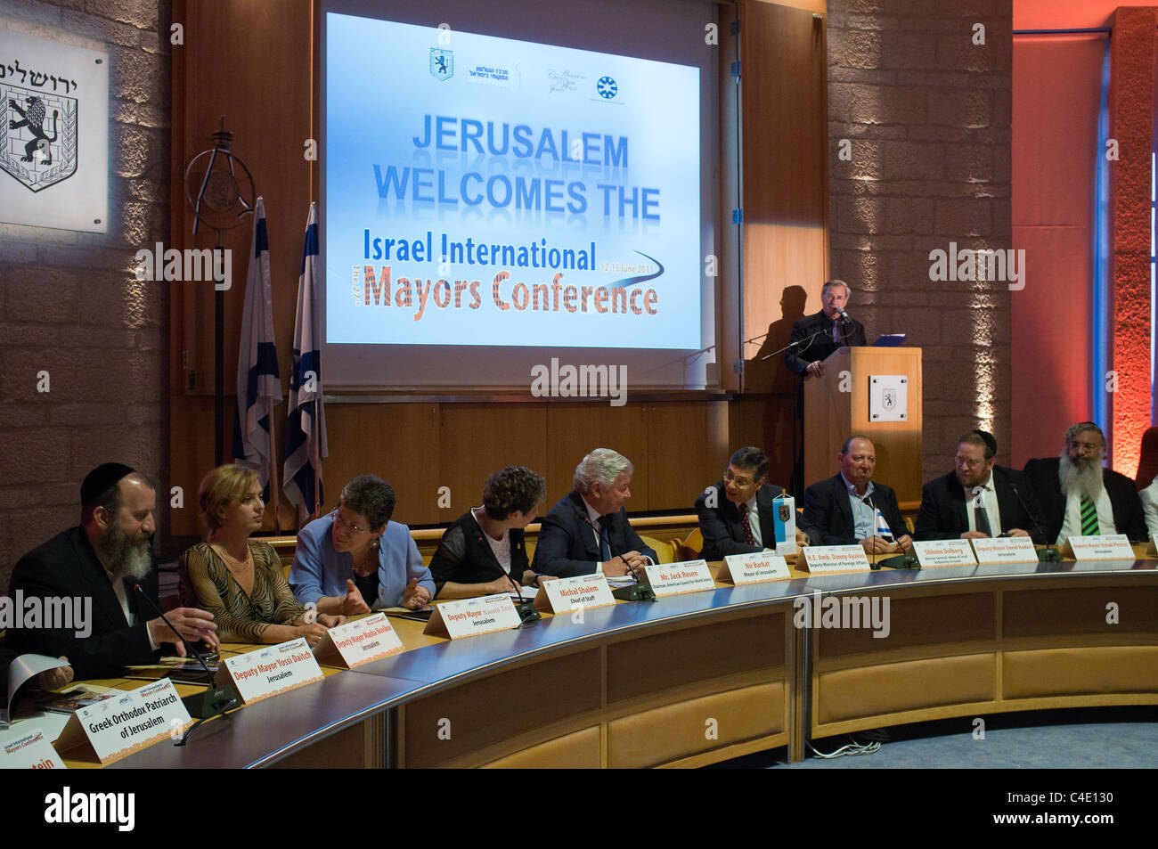 Jerusalem Welcomes the International Mayors Conference. Jerusalem, Israel. 12/06/2011. Stock Photo