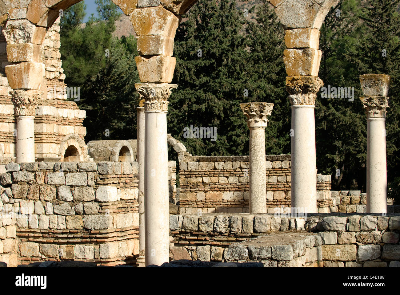 Section of the Great Palace, Aanjar, Bekaa Valley, Lebanon. Stock Photo