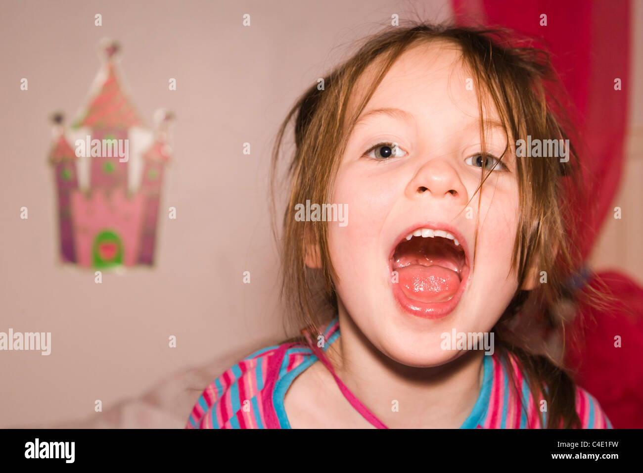 5 years old tired girl playing before bedtime Stock Photo Alamy