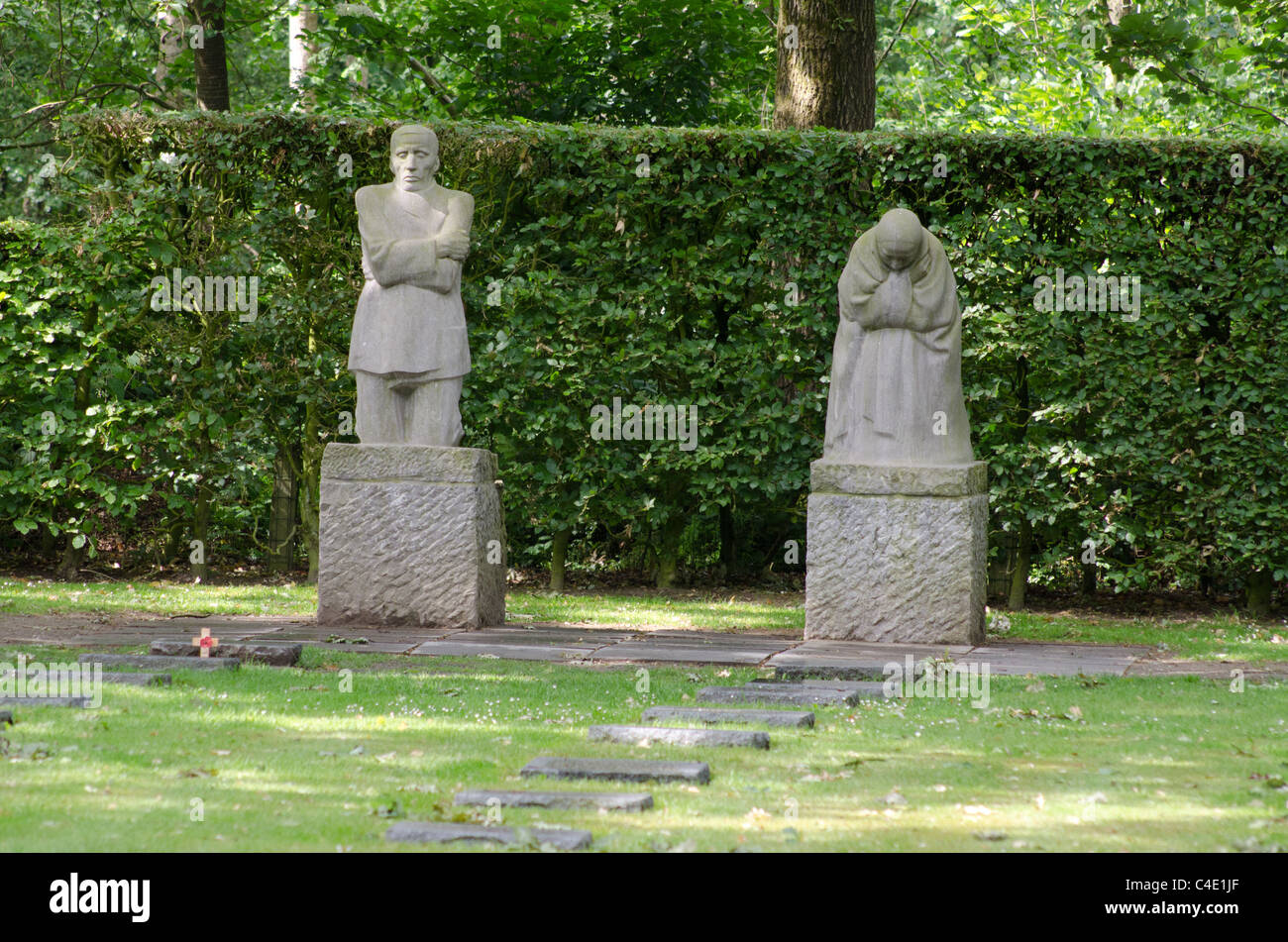 Vladslo German war cemetery with sculpture The Grieving Parents by