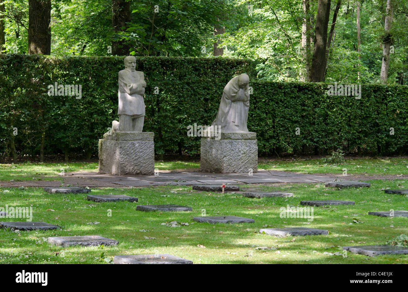 Vladslo German war cemetery with sculpture The Grieving Parents by