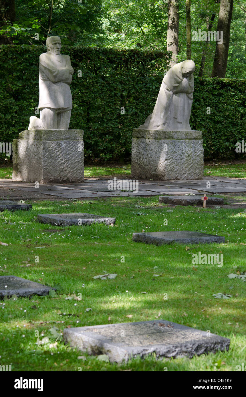 Vladslo German war cemetery with sculpture The Grieving Parents by