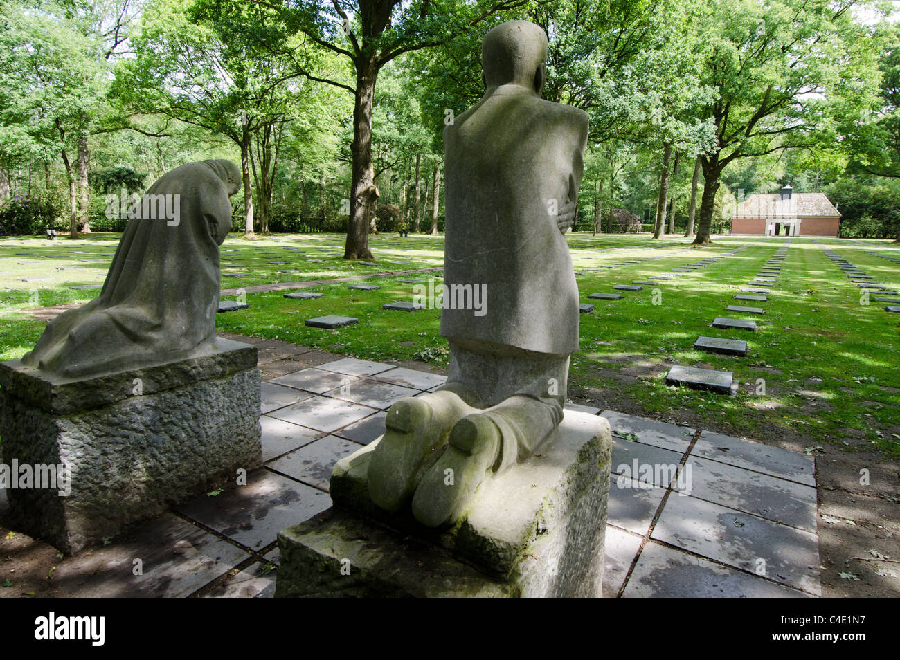 Vladslo German war cemetery with sculpture The Grieving Parents by