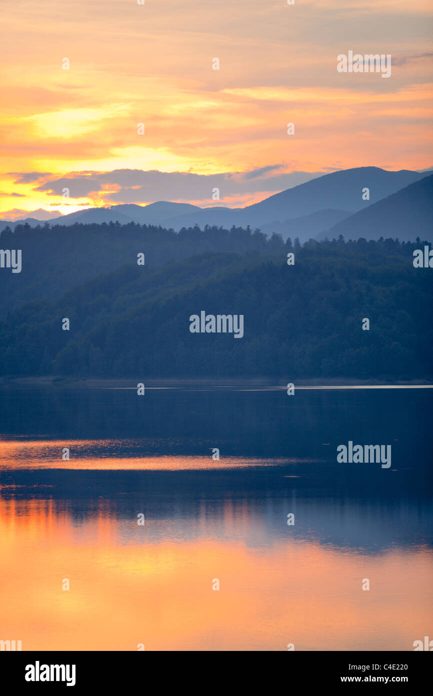 Lokve lake in Gorski Kotar, Croatia twilight vivid nature and alpfabet Primorje-Gorski Kotar County in on at probably but remarkable Stock Photo