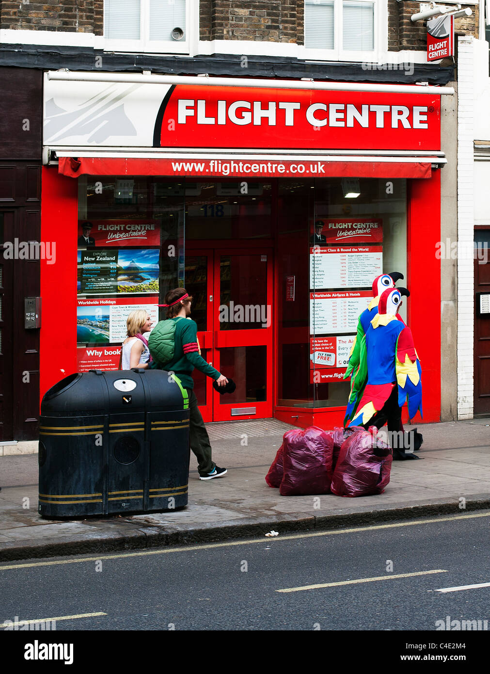 Flight Centre shop with exotic birds; London; England; UK; Europe; Stock Photo