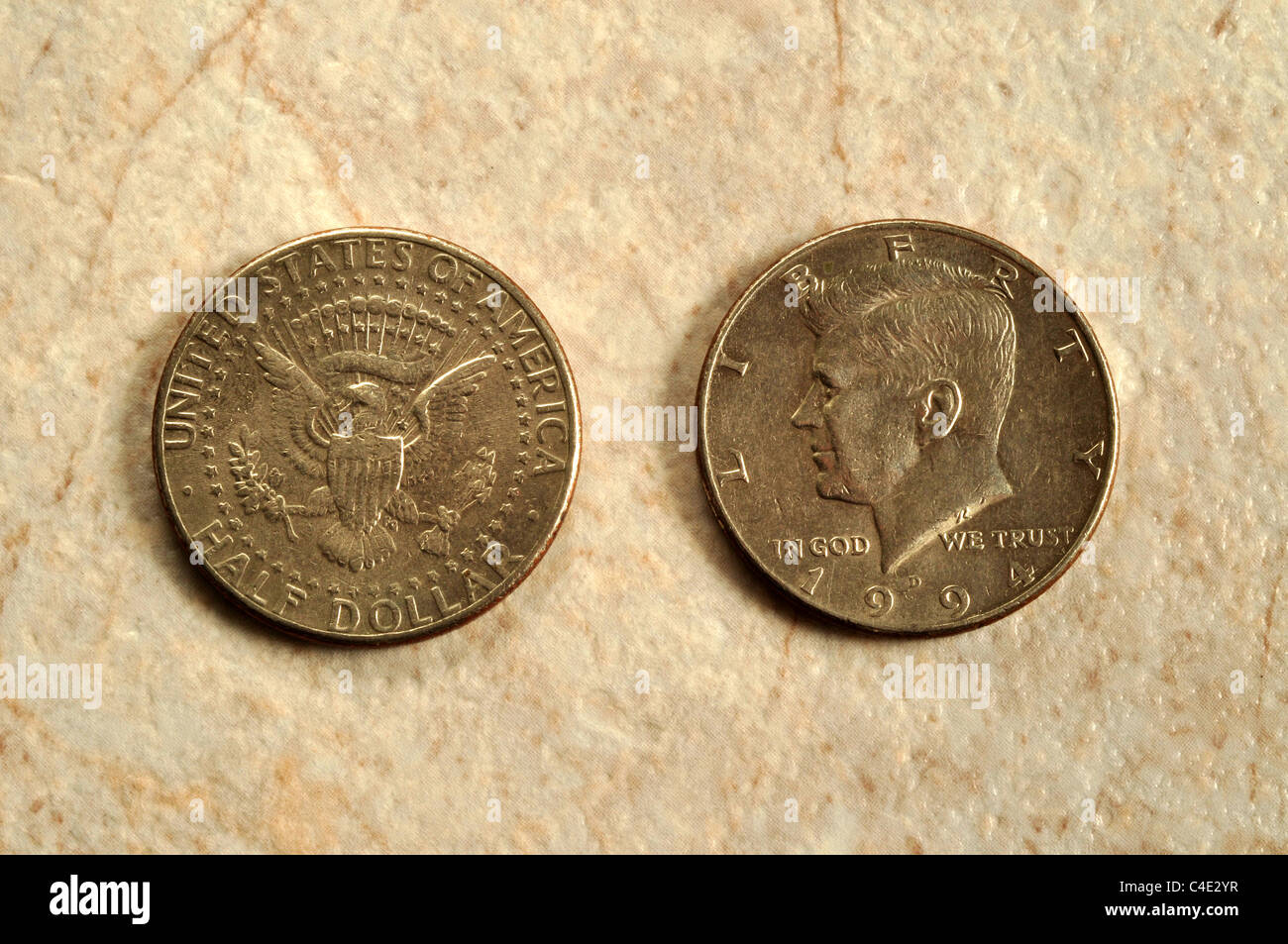 The Front And Back View Of A Us Fifty Cent Piece Stock Photo Alamy