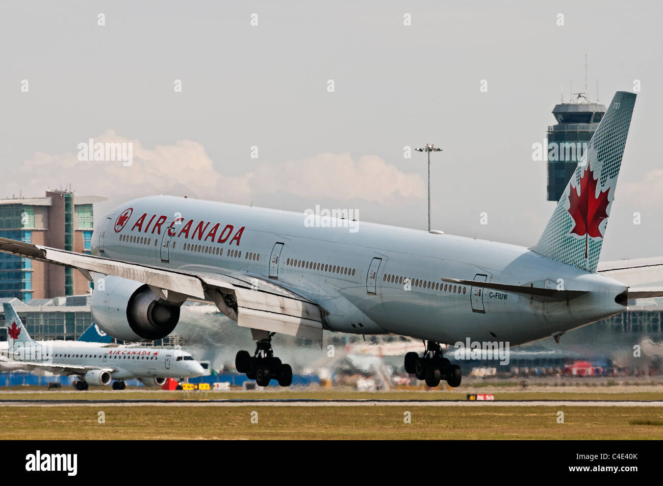 An Air Canada Boeing 777 300er Jet Airliner Lands At