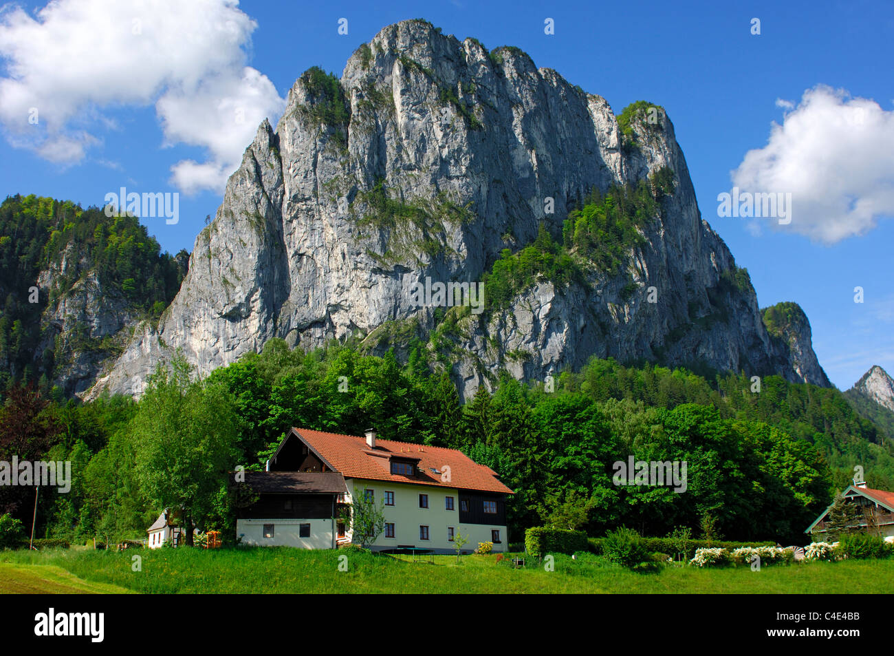 Rock Drachenwand or Drake Rock, near Gries-Plomberg, Salzkammergut, Austria Stock Photo