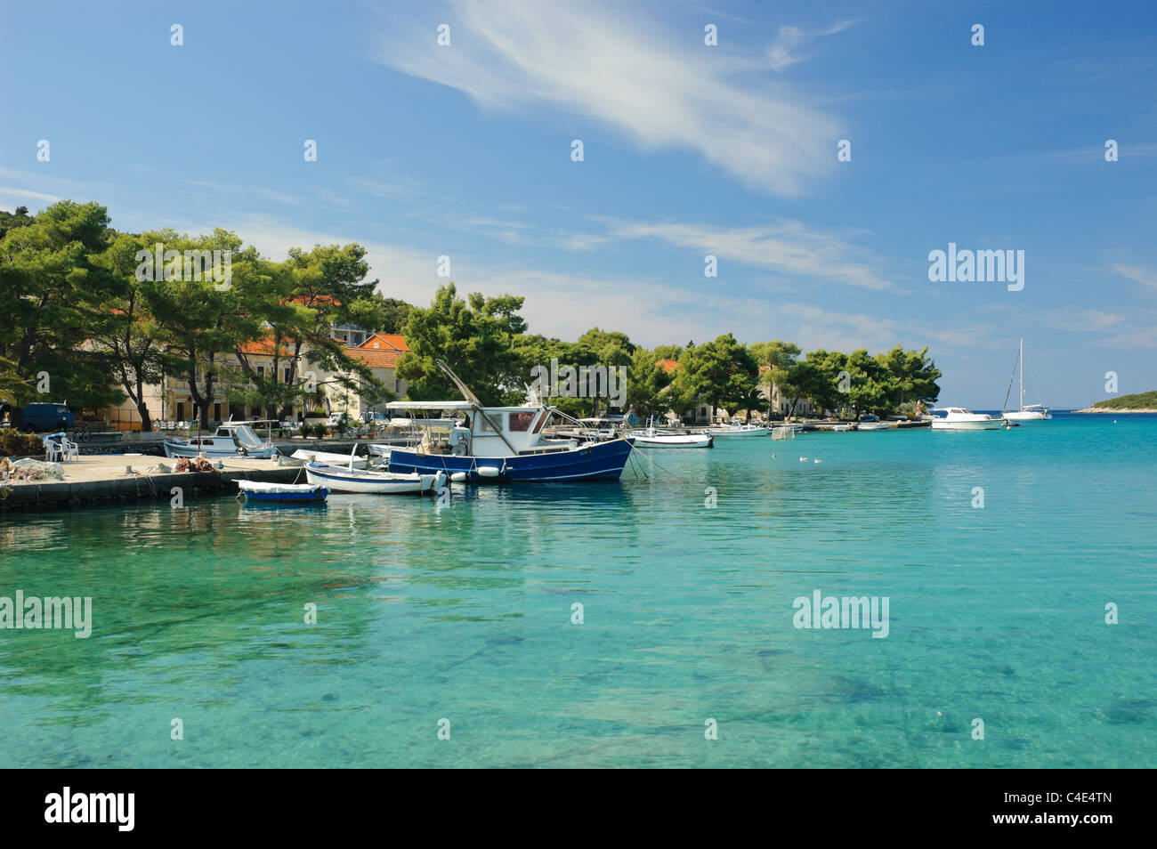 Beautiful, azure bay in Loviste (Peljesac), Croatia. Stock Photo