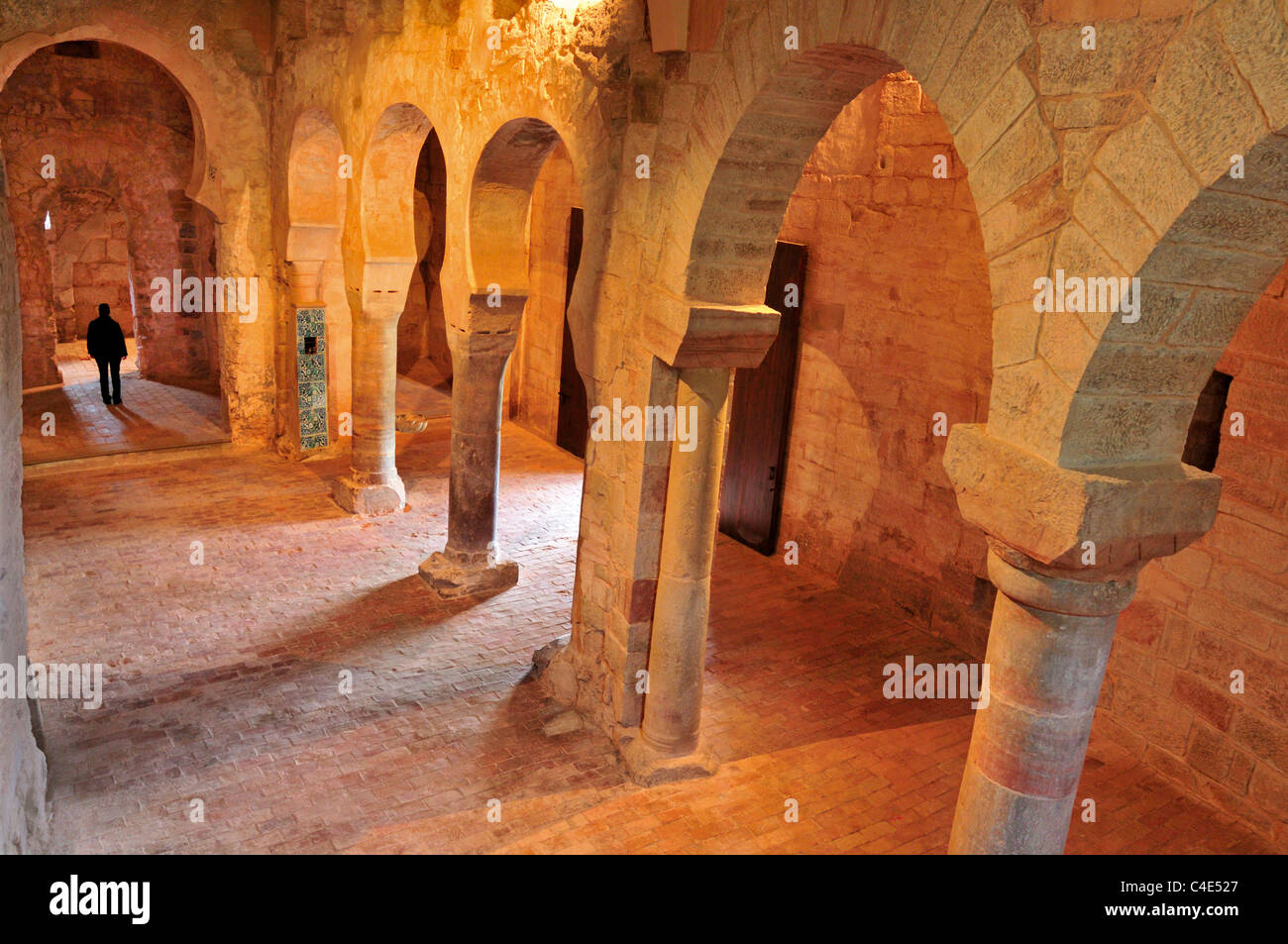 Spain, La Rioja: Arcs of the mozarabian epoche in the Monastery of Suso Stock Photo