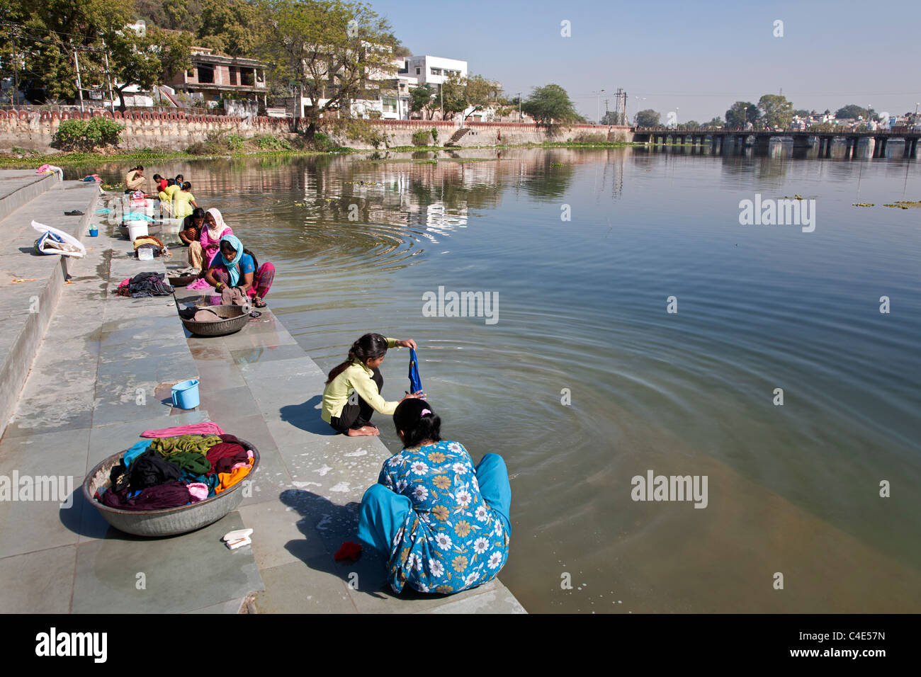 Women doing the laundry. Udaipur. Rajasthan. India Stock Photo Alamy