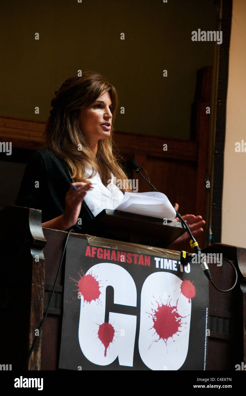 Jemina Kahn speaking at Stop the War's day conference on Afghanistan. Stock Photo