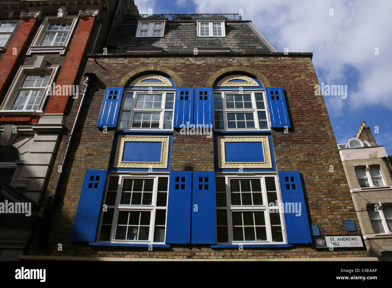 St Andrew's Hill street EC4 with parish boundaries plaques, City of