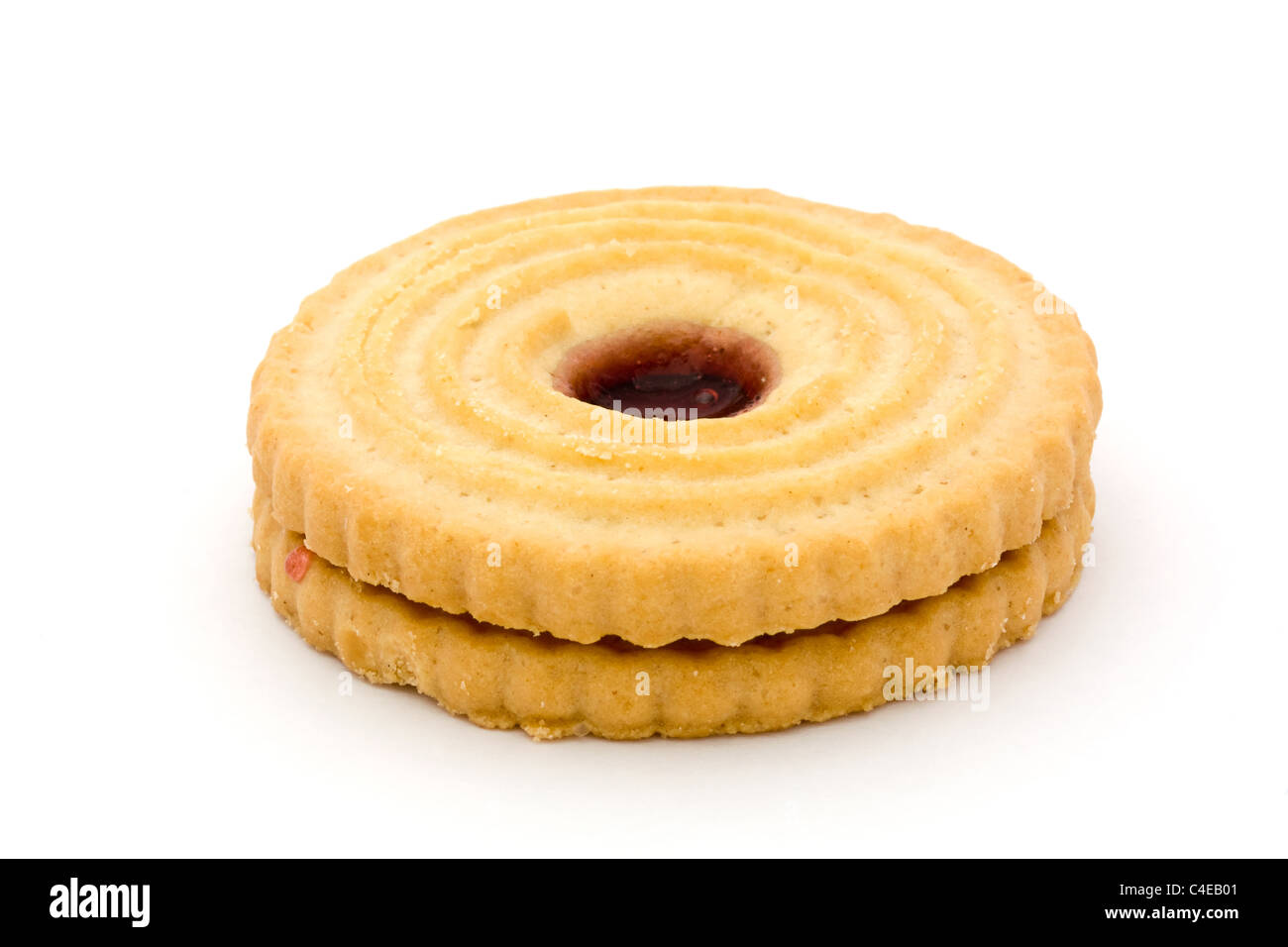 Single jam filled biscuit isolated on white Stock Photo Alamy