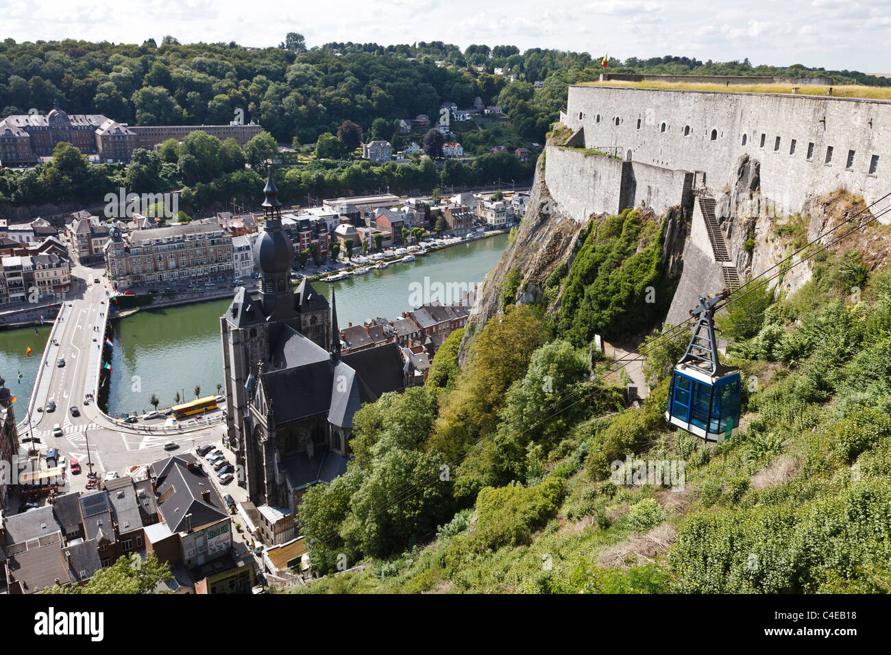 Cablecar linking the Citadel at Dinant with the town below, Wallonia, Belgium Stock Photo