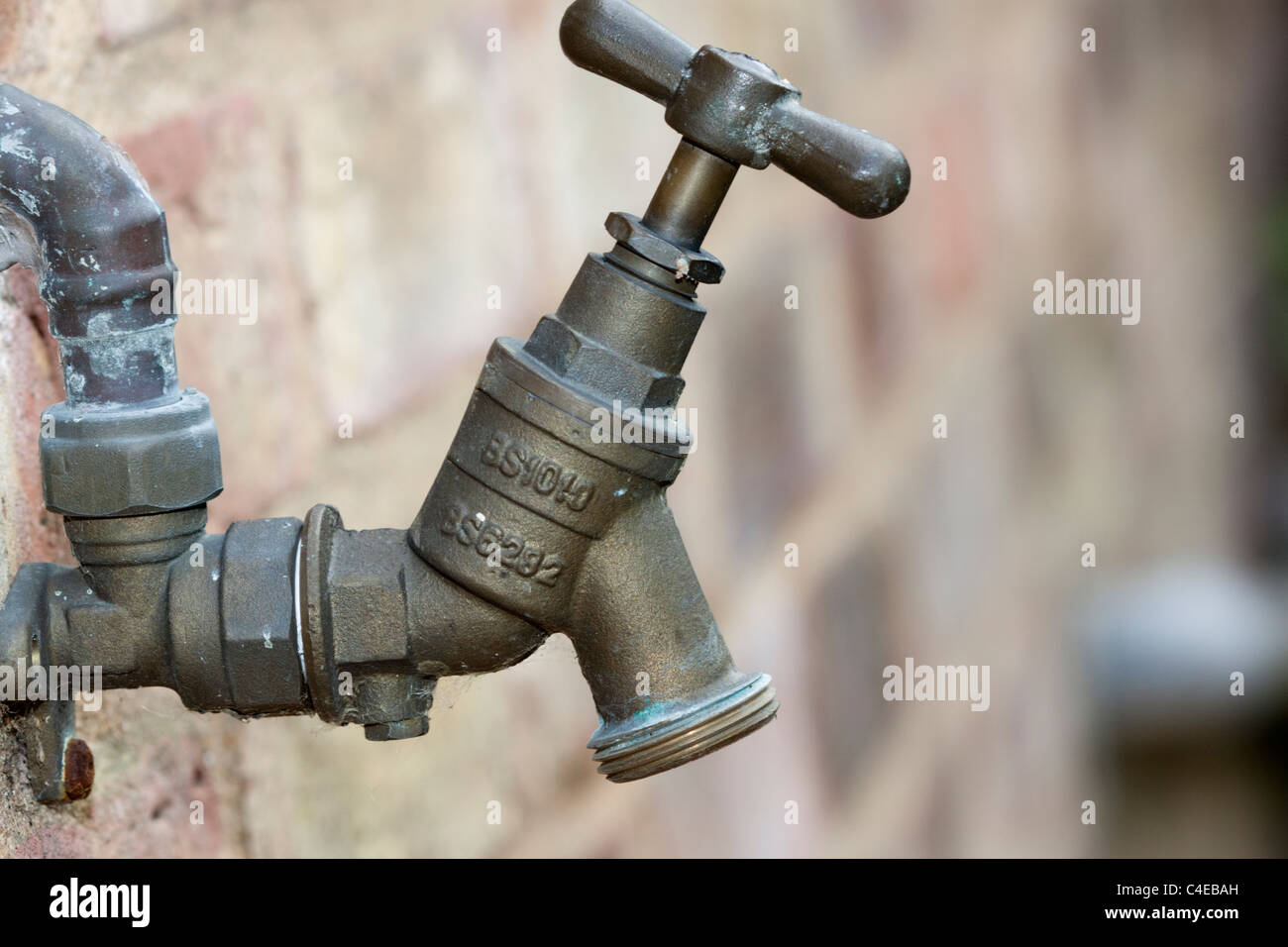 Outside garden tap, turned off Stock Photo Alamy