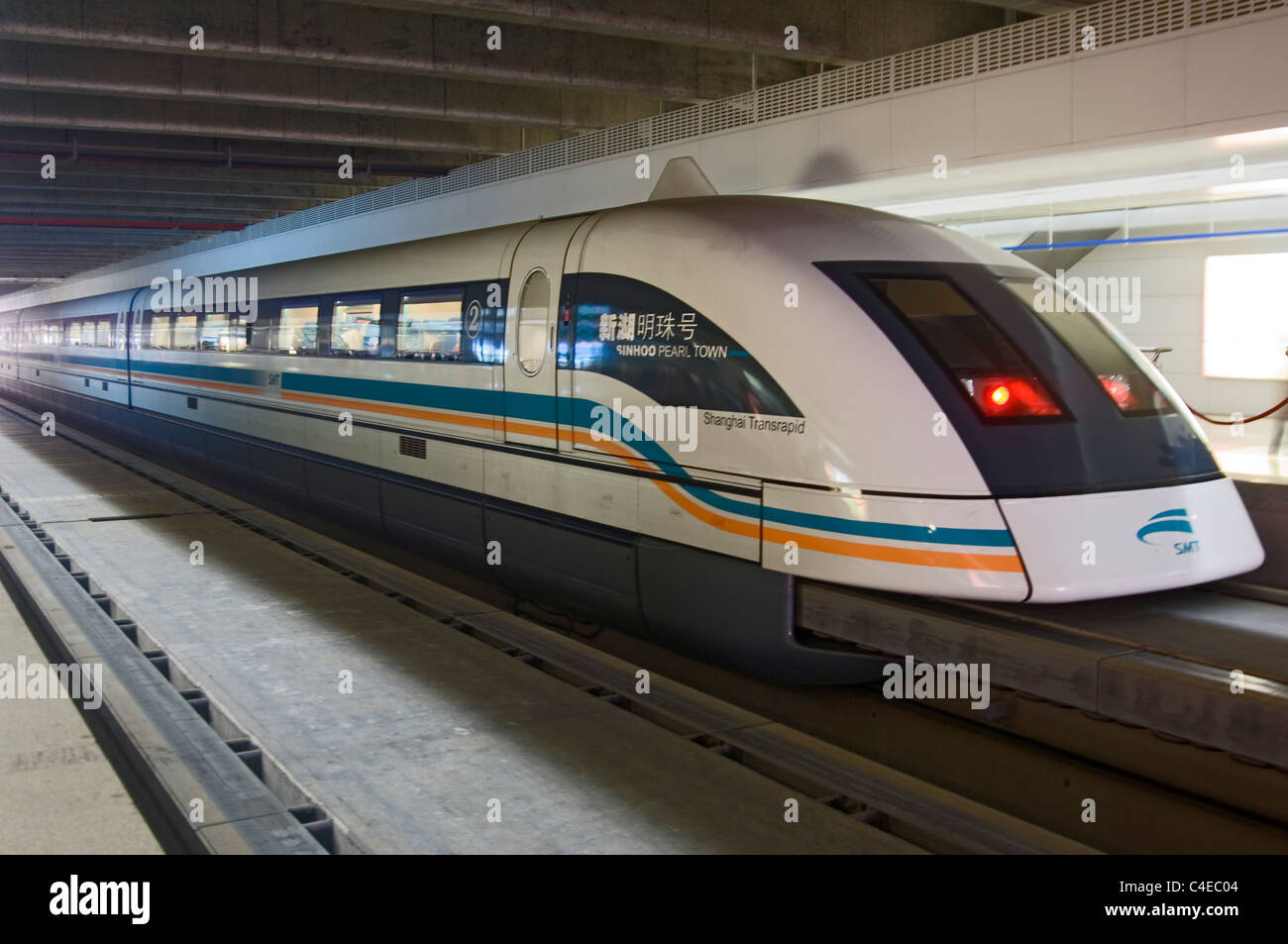 Shanghai’s Maglev (zhui feng), the world’s fastest train, Shanghai, China. Stock Photo