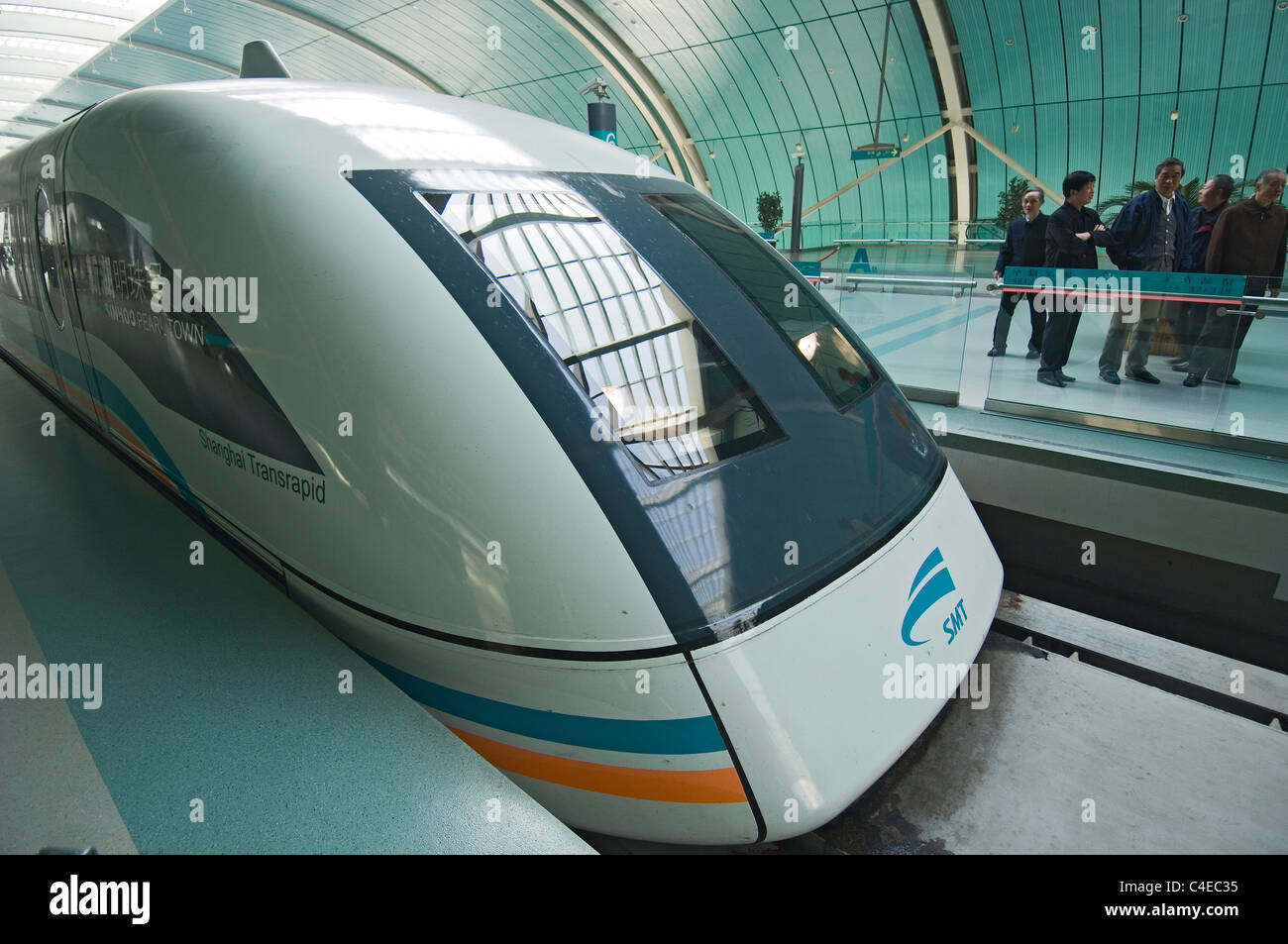 Shanghai’s Maglev (zhui feng), the world’s fastest train, Shanghai, China. Stock Photo