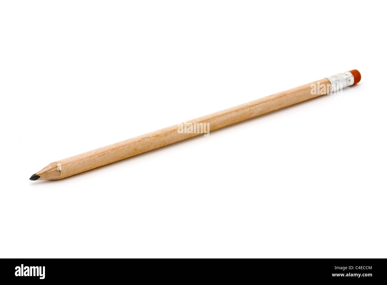 Single wooden pencil on a white background Stock Photo