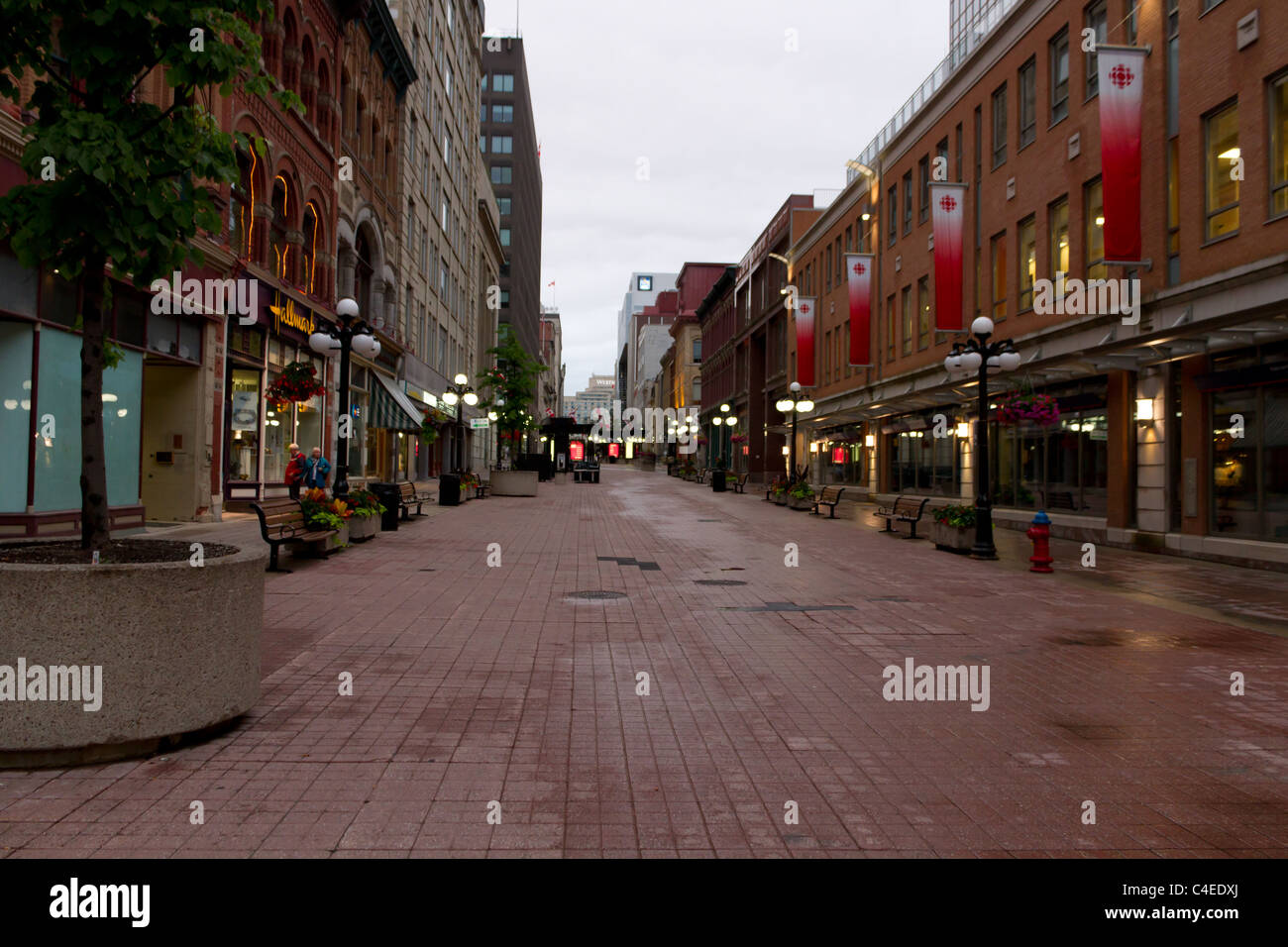 empty city street evening Stock Photo