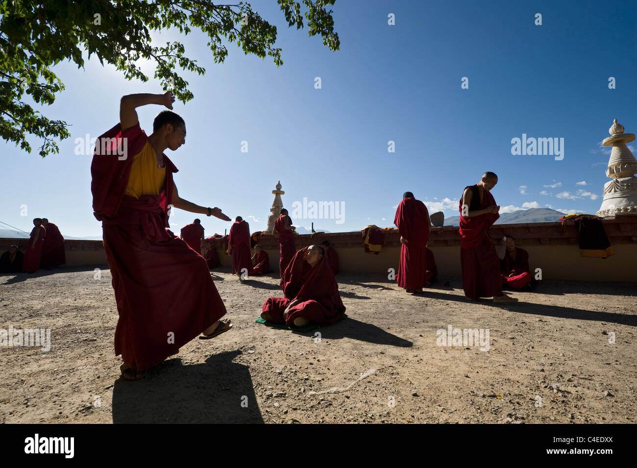 Philosophical debate, Ganzi monastery, Ganzi, Sichuan, China Stock Photo