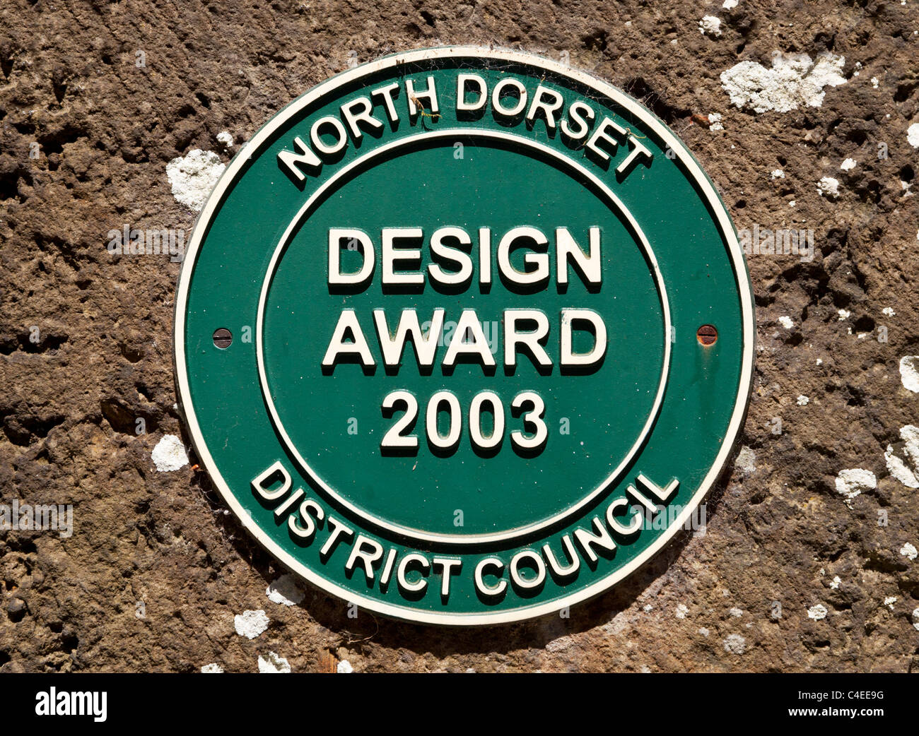 Council Design Award Plaque in Dorset, England UK Stock Photo