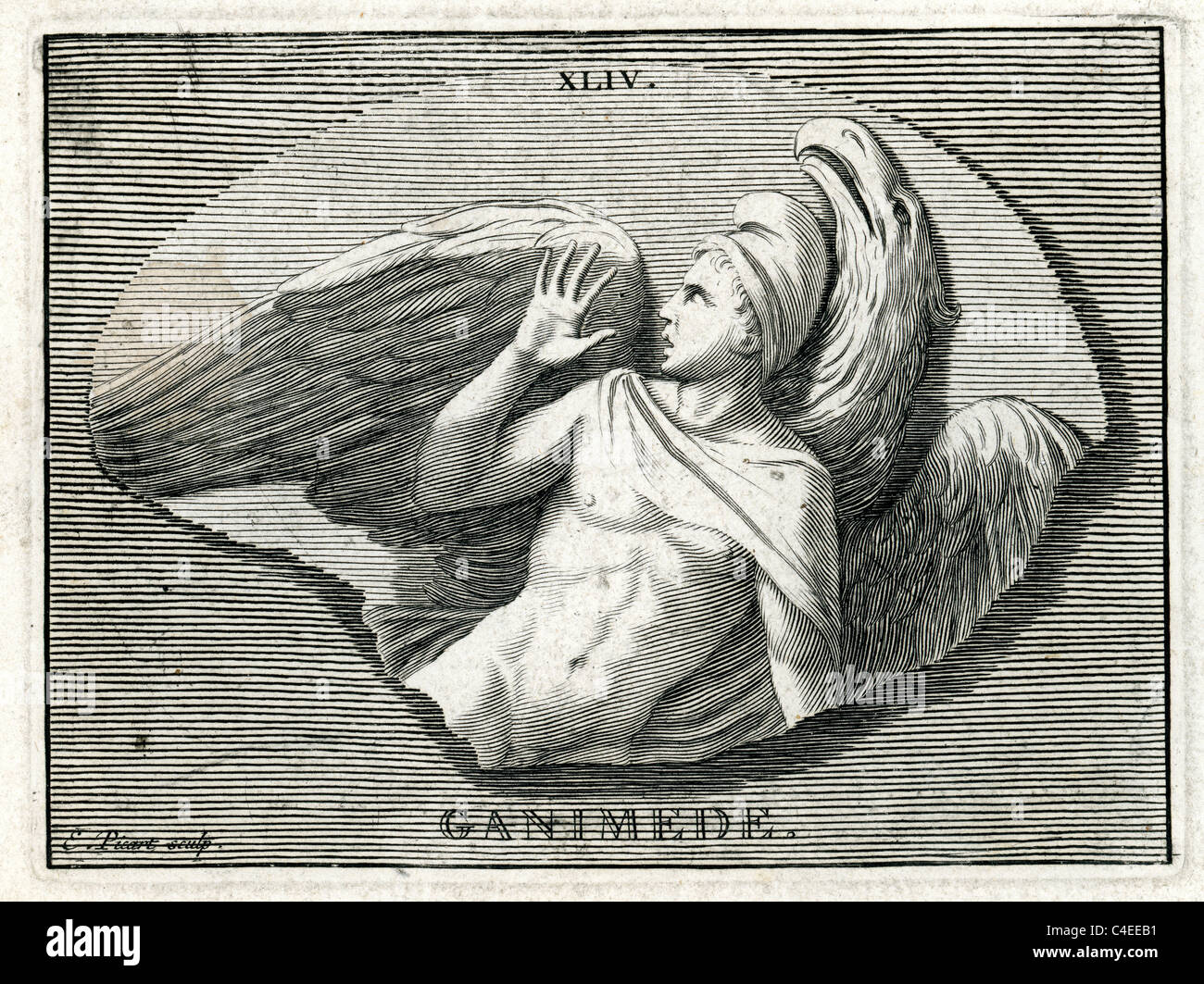 Classical portrait of Ganymede. In Greek mythology, Ganymede, or Ganymedes, is a divine hero whose homeland was Troy. Stock Photo
