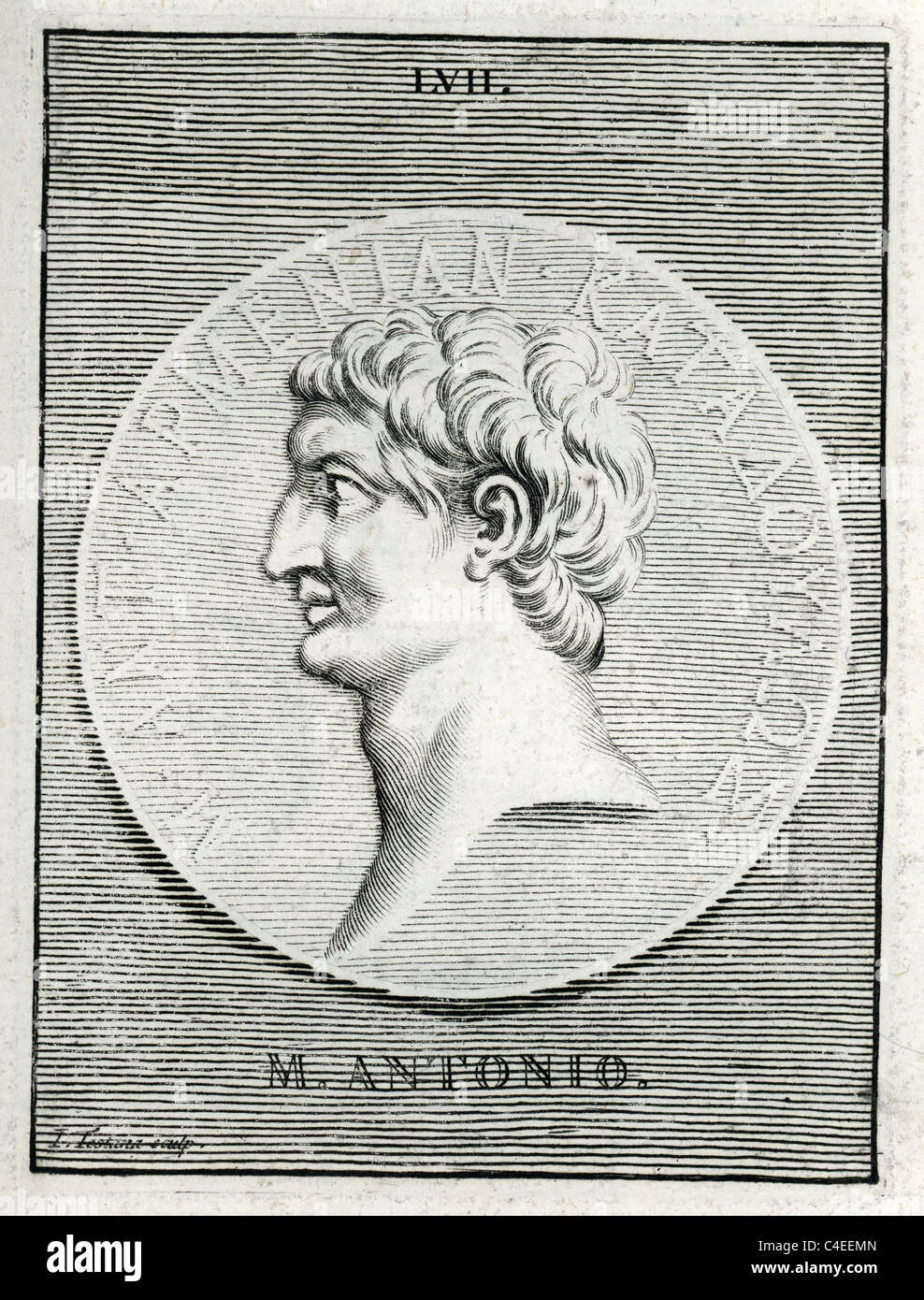 Classical portrait of Mark Antony (Marcus Antonius) a Roman politician and general. Stock Photo