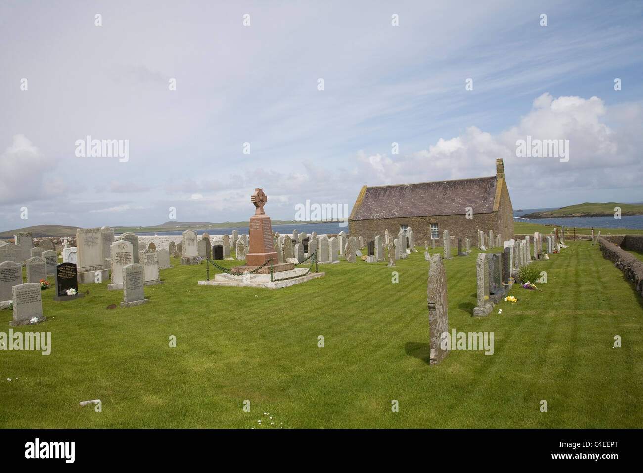 Sandness Shetland Islands Scotland The well maintained churchyard of St