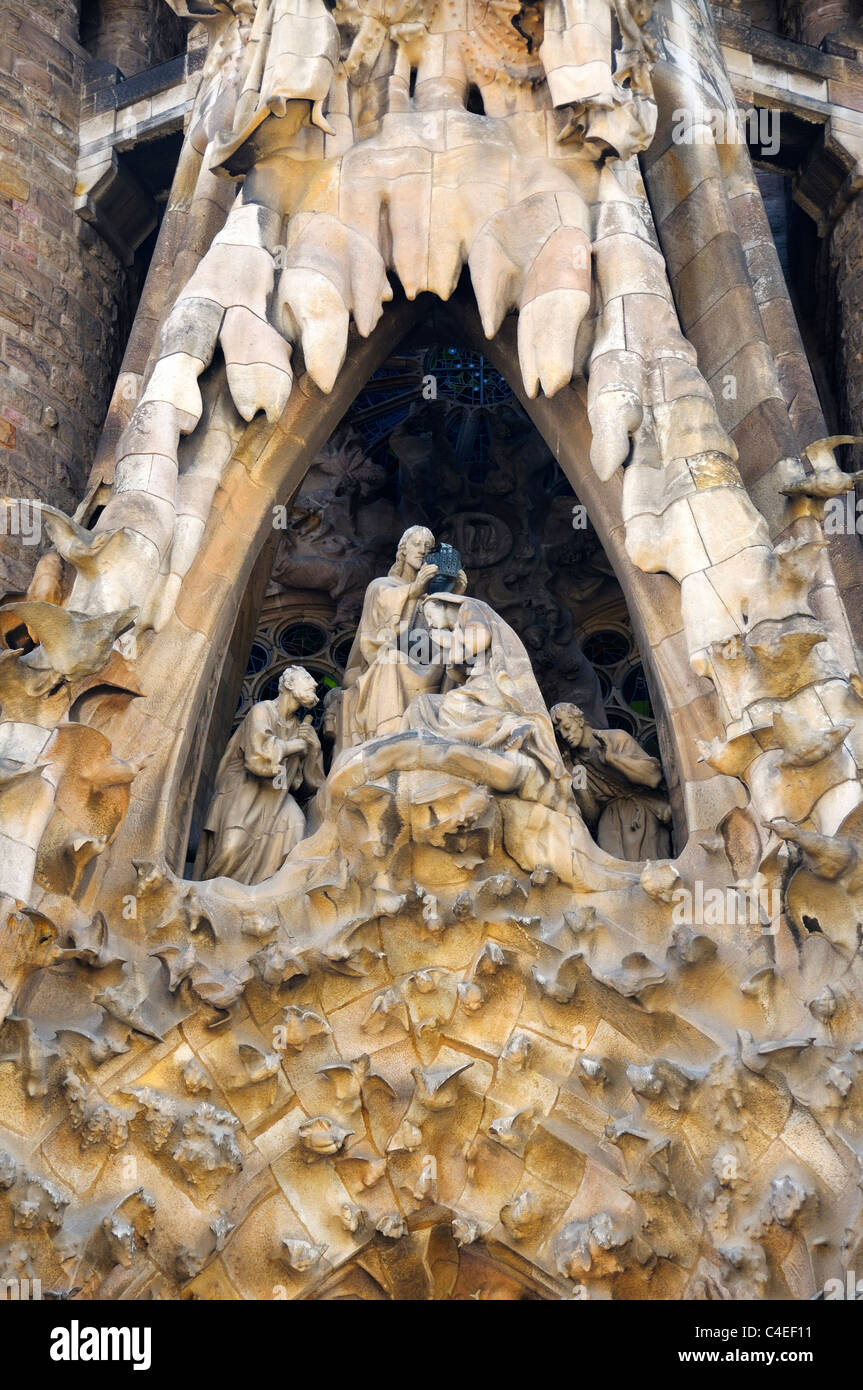 Scene on above the entrance at the Nativity facade of the Sagrada