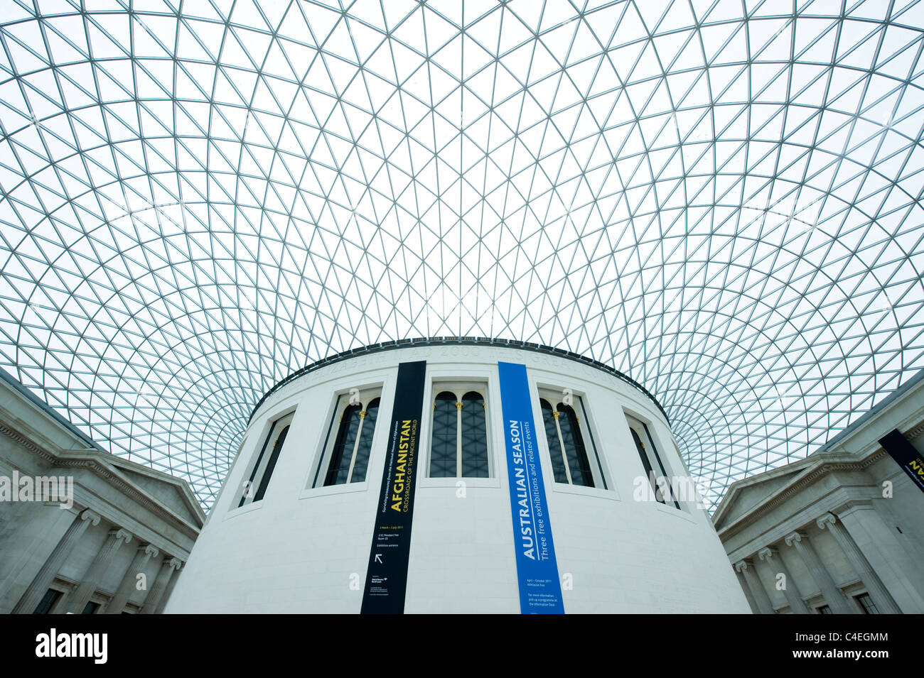 The roof of the Great Court of the British Museum located on Great Russell Street, London. Stock Photo