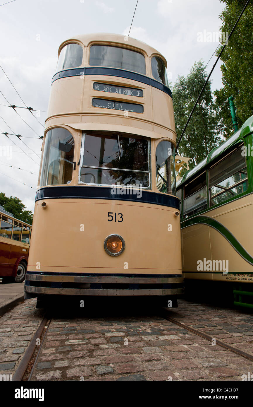 Vintage electric cable trolly bus at transport Museum UK vintage transport Stock Photo