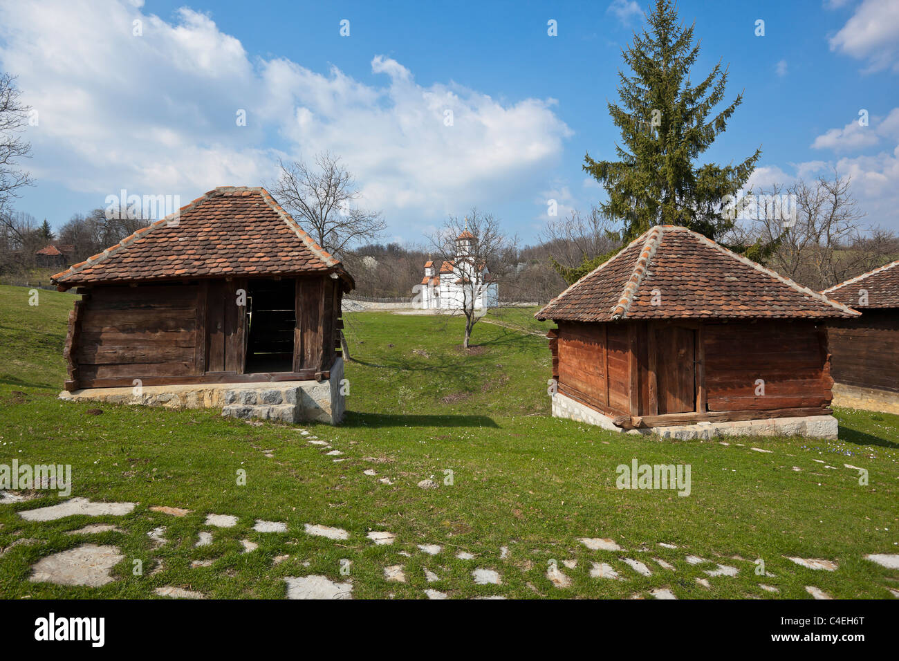 Village Lelic near Valjevo, rural architecture, Serbia Stock Photo