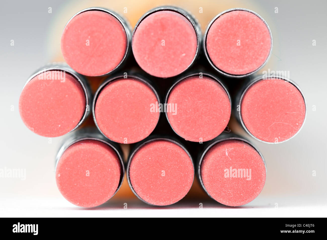 Multiple pink pencil erasers Stock Photo Alamy