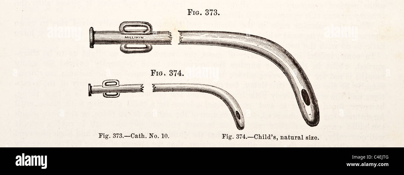 Antique Illustration of Surgical Tools and Medical Apparatus Stock
