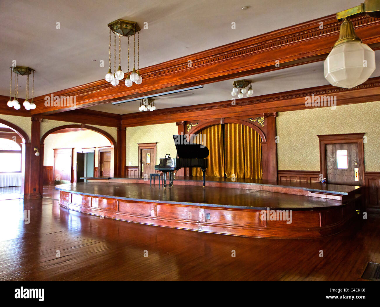 The Stanley Hotel ballroom complete with grand piano Stock Photo