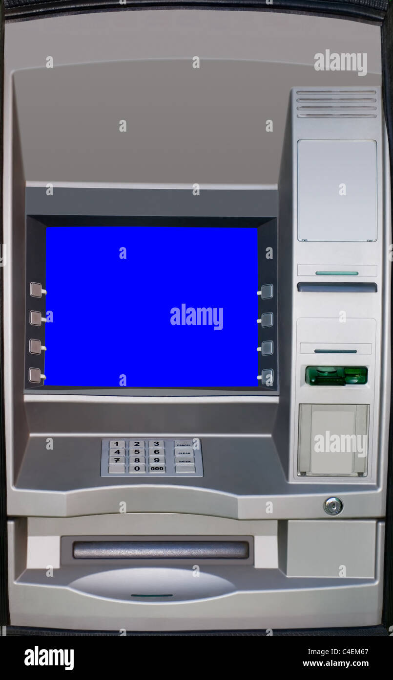 Automatic teller machine. ATM screen is isolated withclipping path Stock Photo