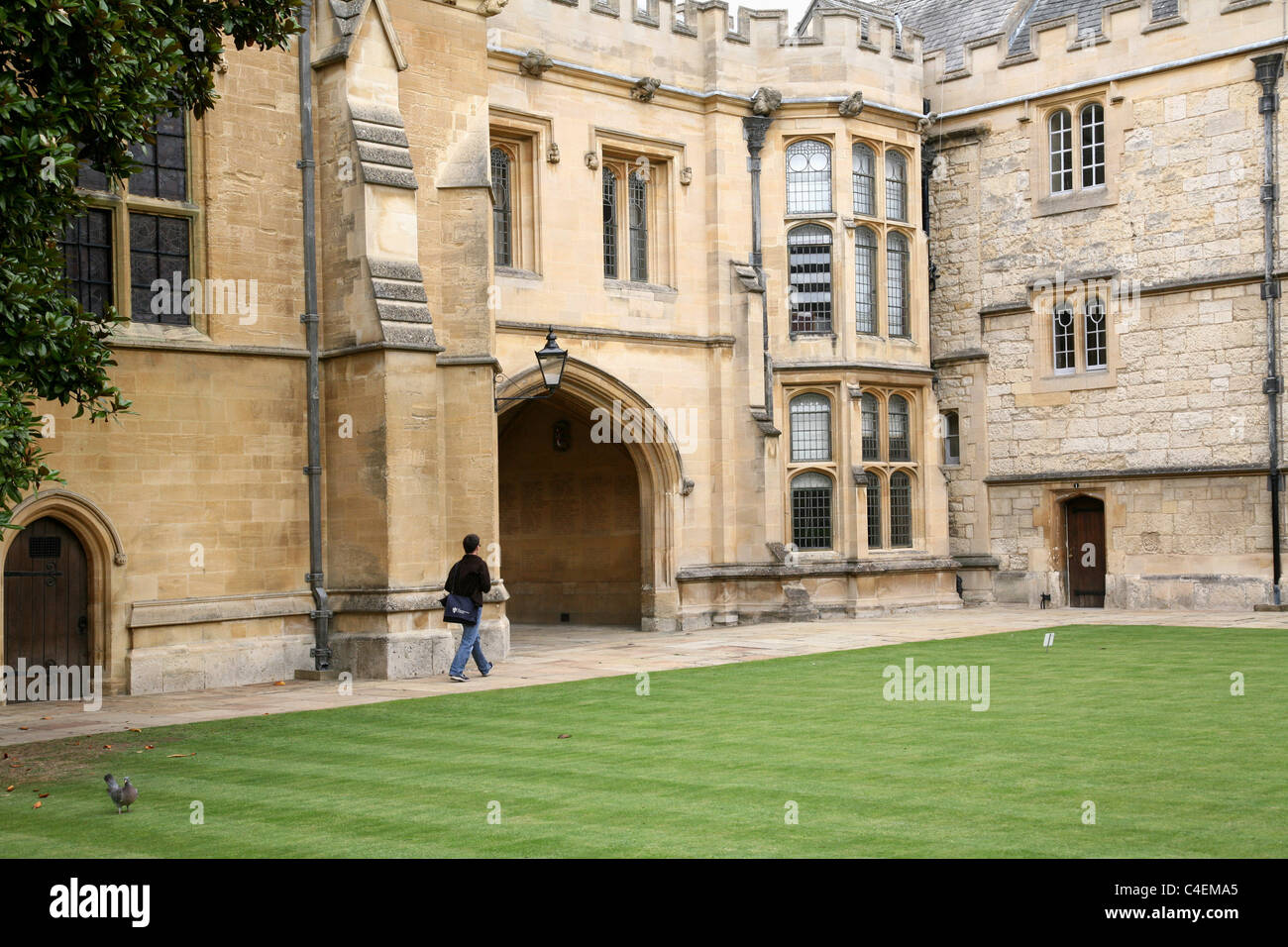 Oxford University, Merton College Fellows' Quad Stock Photo