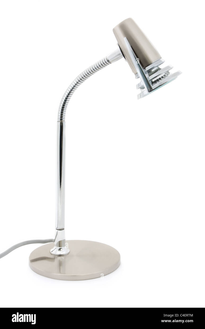 Silver halogen desk lamp isolated on white Stock Photo