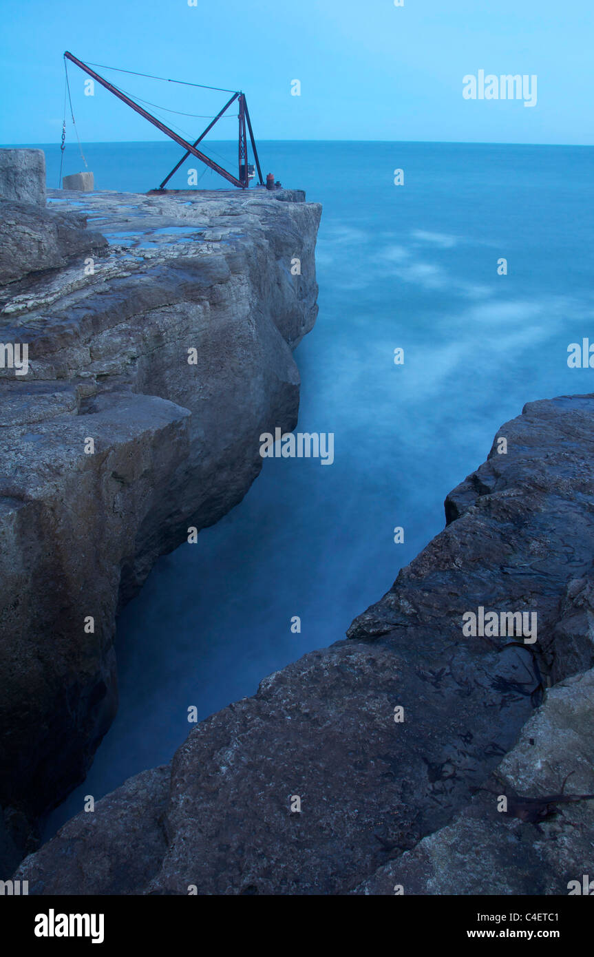 A steel crane once used for lowering the famous Portland stone, from the quarries, onto barges