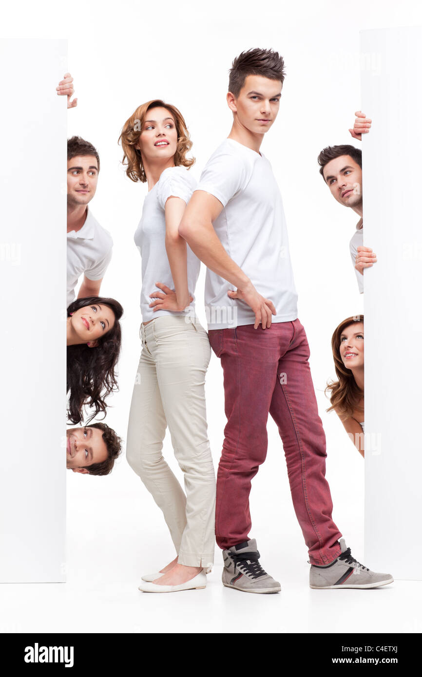 Young buissines people having fun like a team with copy space ad Stock Photo