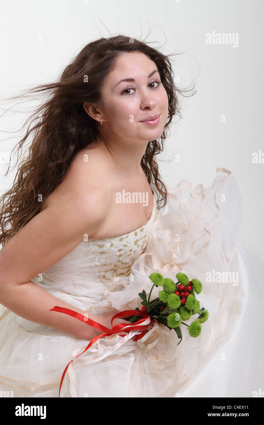 Portrait of the bride with bouquet Stock Photo - Alamy
