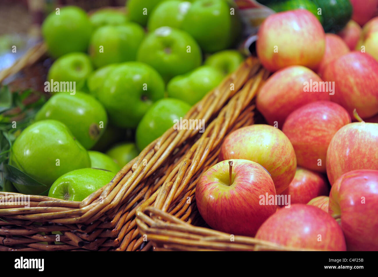 apples on a shop show-window Stock Photo