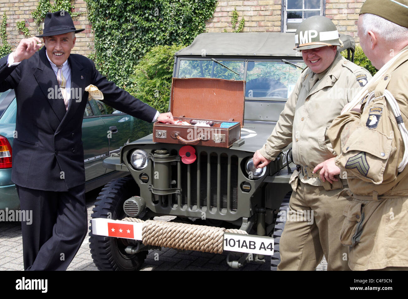 World War Two (WW2) re-enactment at a War on the Line day at the Mid-Hants Railway in June 2011. Stock Photo