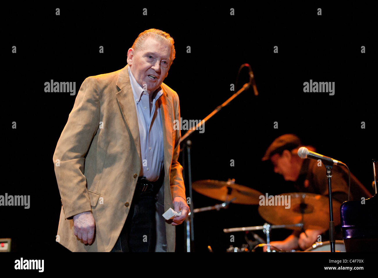Jerry Lee Lewis on the concert in Budapest, Hungary, 2010.10.31 Stock Photo