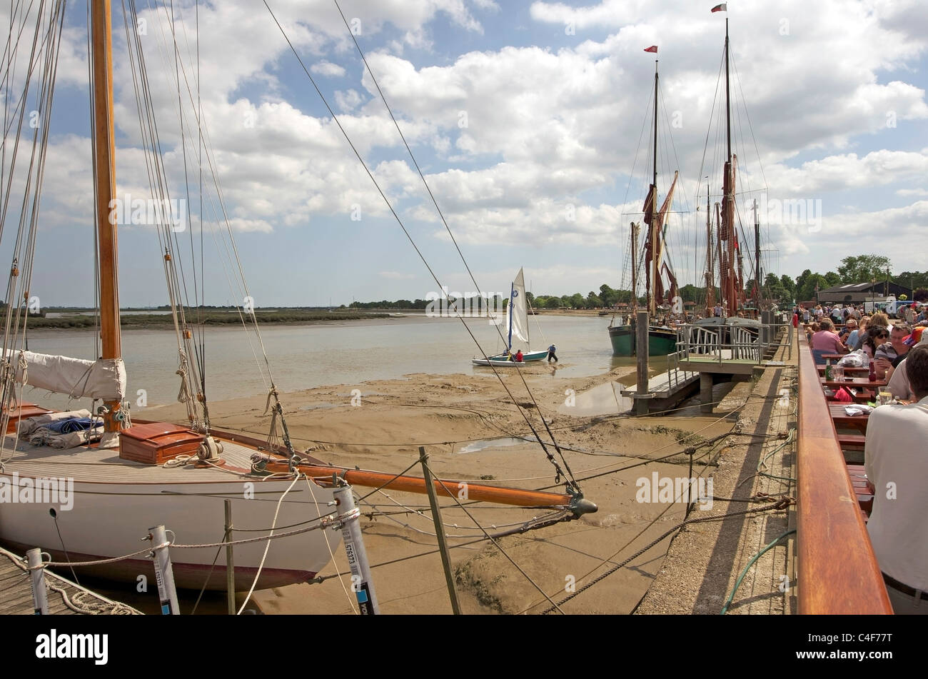 Boats on the Blackwater riverside at the Essex town of Malden Stock Photo